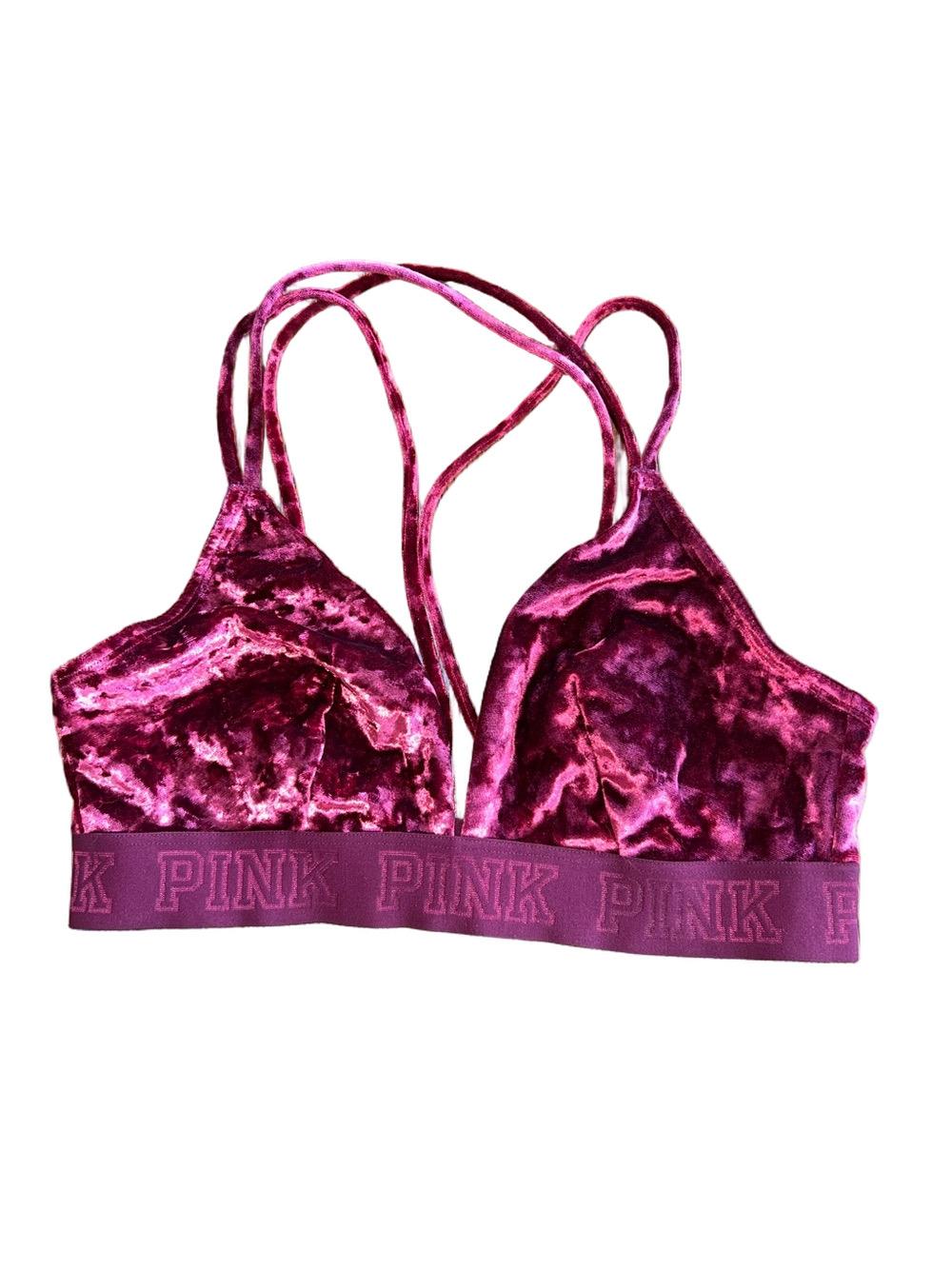PINK: Victoria's Secret Velvet Bralette in Wine: Size Medium